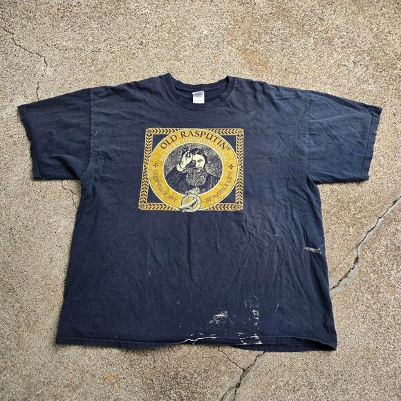 Vtg OLD RASPUTIN Russian Imperial Stout Portrait Graphic Beer Tee Shirt XXL - Picture 1 of 7